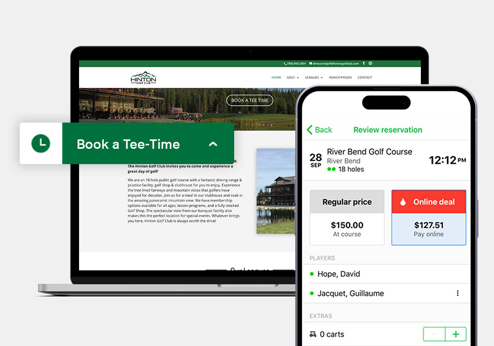 iPhone and MacBook with golf interface